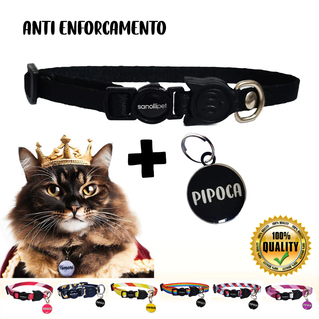 Coleira De Gato Com Sistema Anti Enforcamento